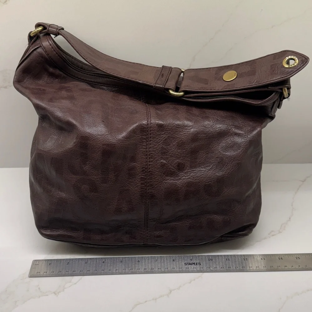 Marc Jacobs Dark Brown Leather Hobo Shoulder Bag with Gold Hardware